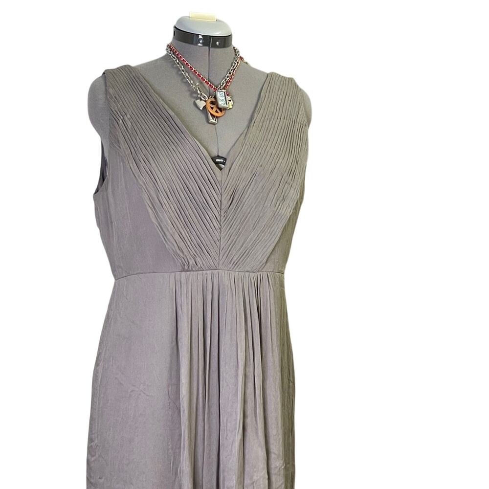 J. Crew Gray dress silk v neck sleeveless formal midi Dress